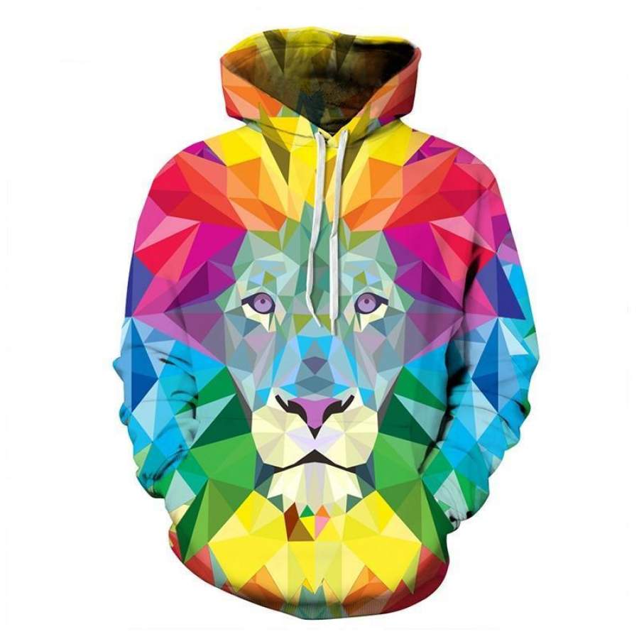 Alisister Watercolor Colorful Lion Hoodies Men Sweatshirt Male 3d Print Harajuku Moletom Unisex Tracksuit Dropship Clothing