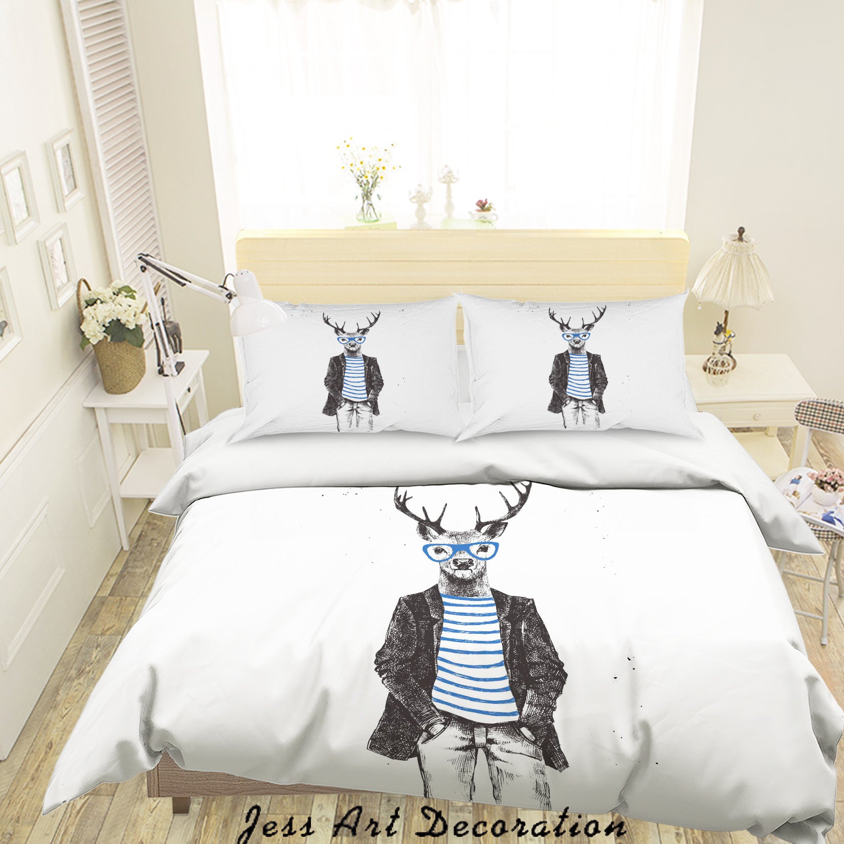 3D Cartoon Animal Deer Quilt Cover Set Bedding Set Duvet Cover Pillowcases A024 Lqh