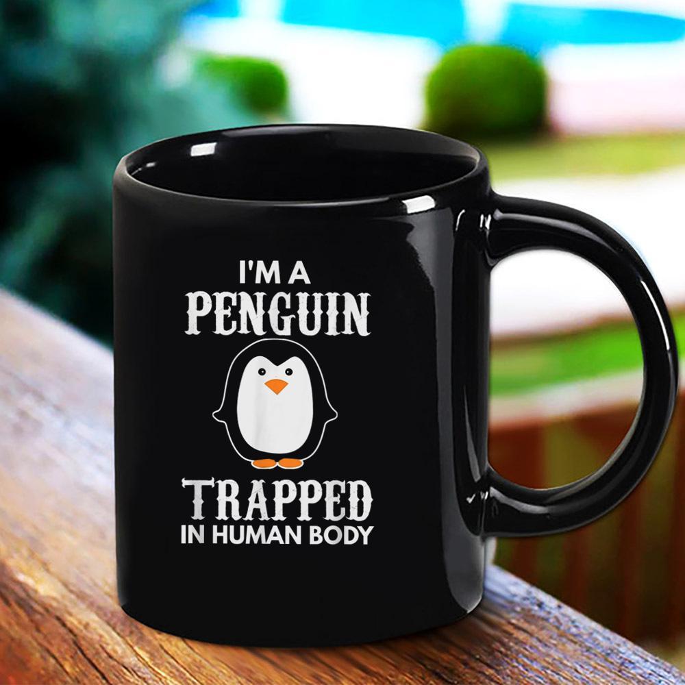 Cute Penguin I’M A Penguin Trapped In Human Body Black Mug Ceramic 11Oz 15Oz Coffee Tea Cup