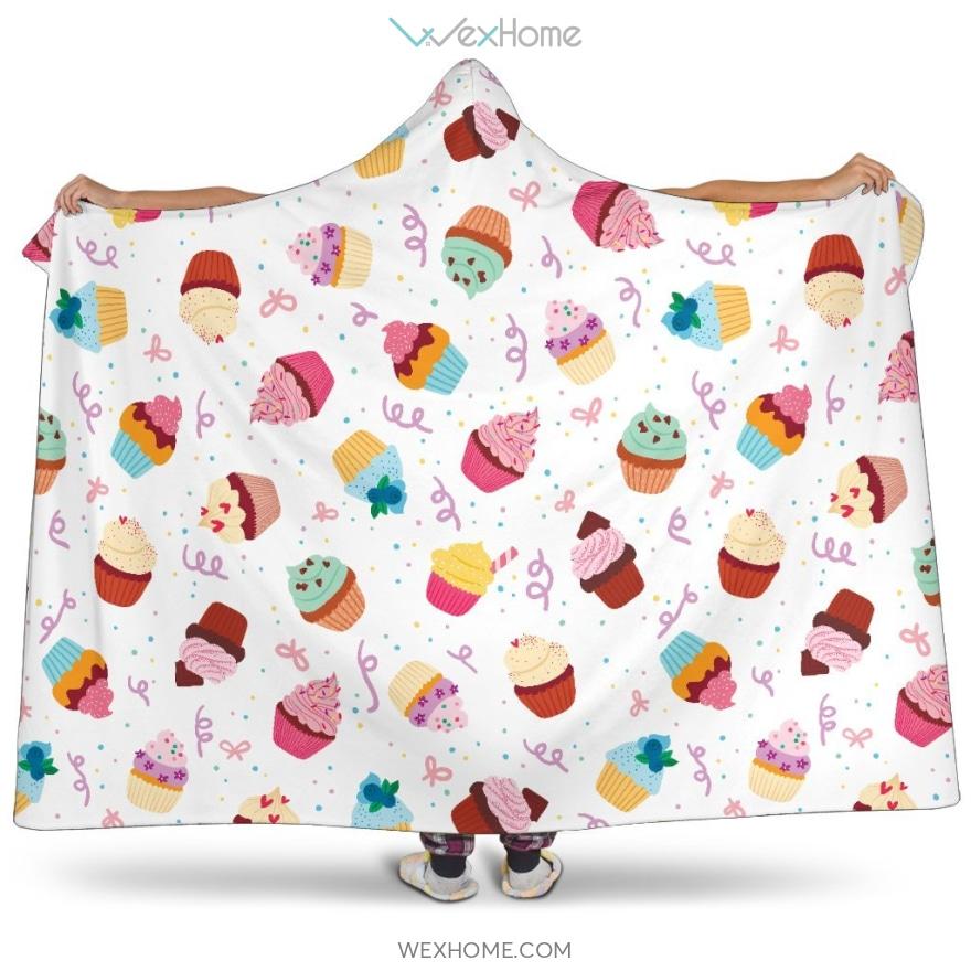 Cake Cupcake Design Pattern Hooded Blanket