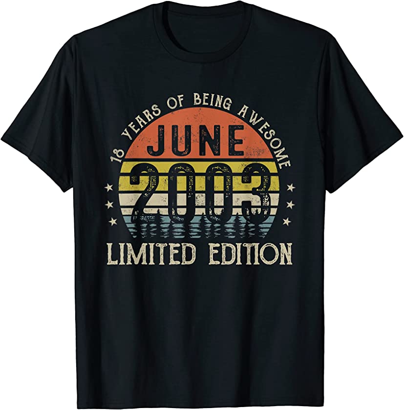 Vintage June 2003 18th Birthday Decorations Men Women T-Shirt