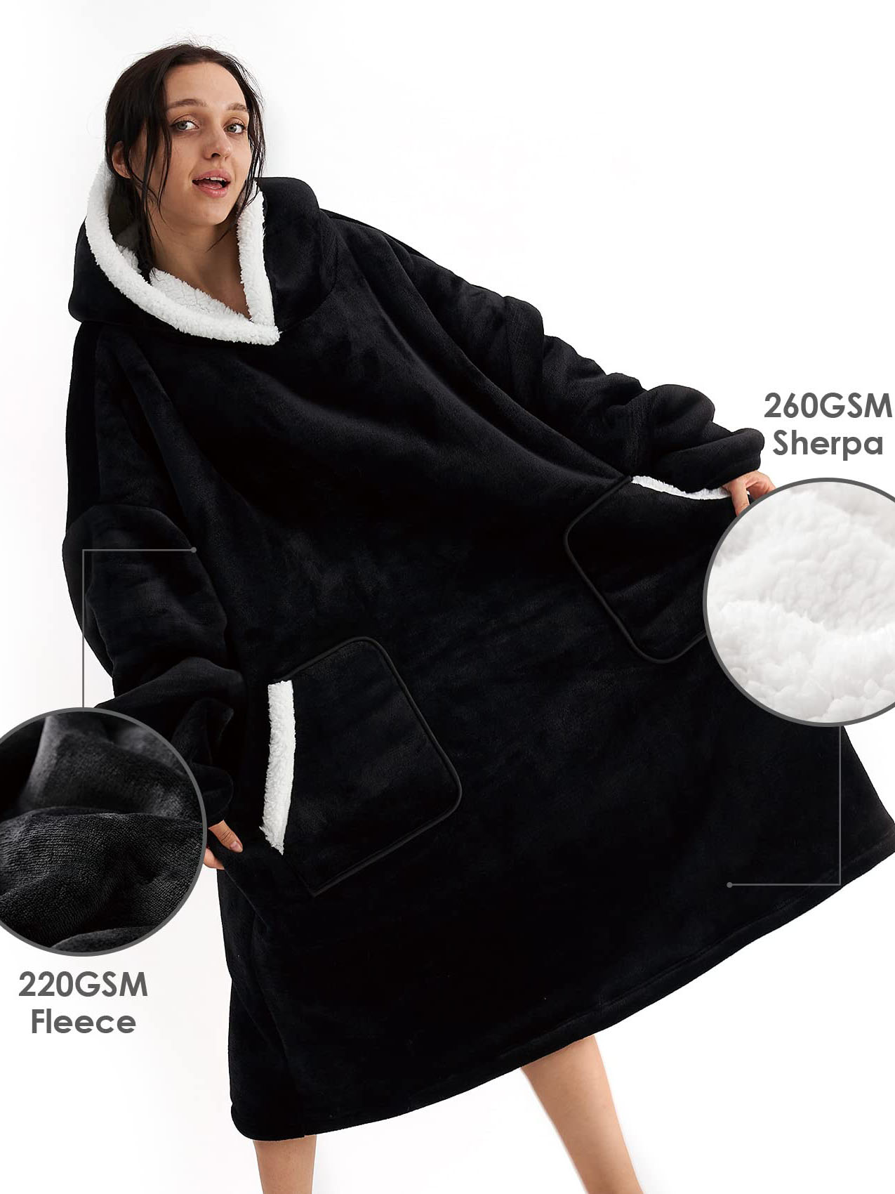 Wearable Blanket Hoodie Women Sweatshirt Winter Warm Female Oversized Hoodies Ladies Long Plush Warm TV Blanket With Sleeves alx