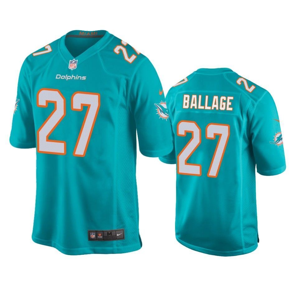 Dolphins Kalen Ballage Game Aqua Mens Jersey