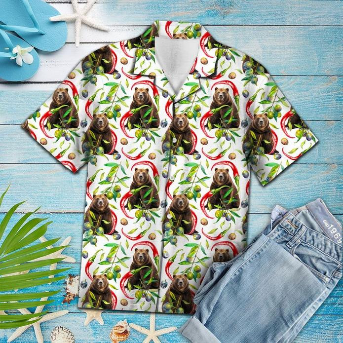 Hot Chili Peppers And Bear Tropical Hawaii Shirt 131 Aloha Shirts Ha105313