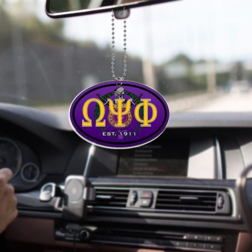 Omega Psi Phi Est 1911 Opp Greek Letters Crest Background Car Hanging Ornament