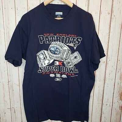 New England Patriots 3x Super Bowl Champions Reebok   Euc T-shirt 4976