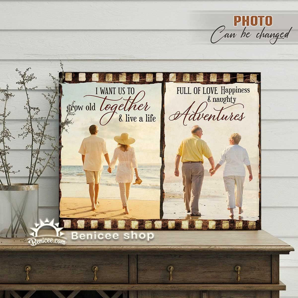 Anniversary Wall Art Canvas Personalized Gift Grow Old Together Top 10 Coastal Canvas Gift For Family, Wall Art Decor, Canvas Print, Home Decor