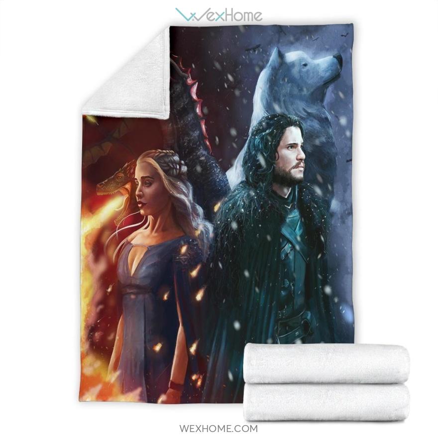 Jon Snow And Daenerys Targaryen Mother Of Dragon Movie Premium Blanket