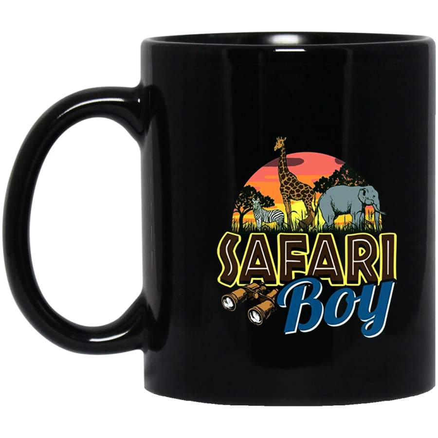 Safari Boy African Adventure Animals Kids Mug 11 oz 15 oz Black Mug