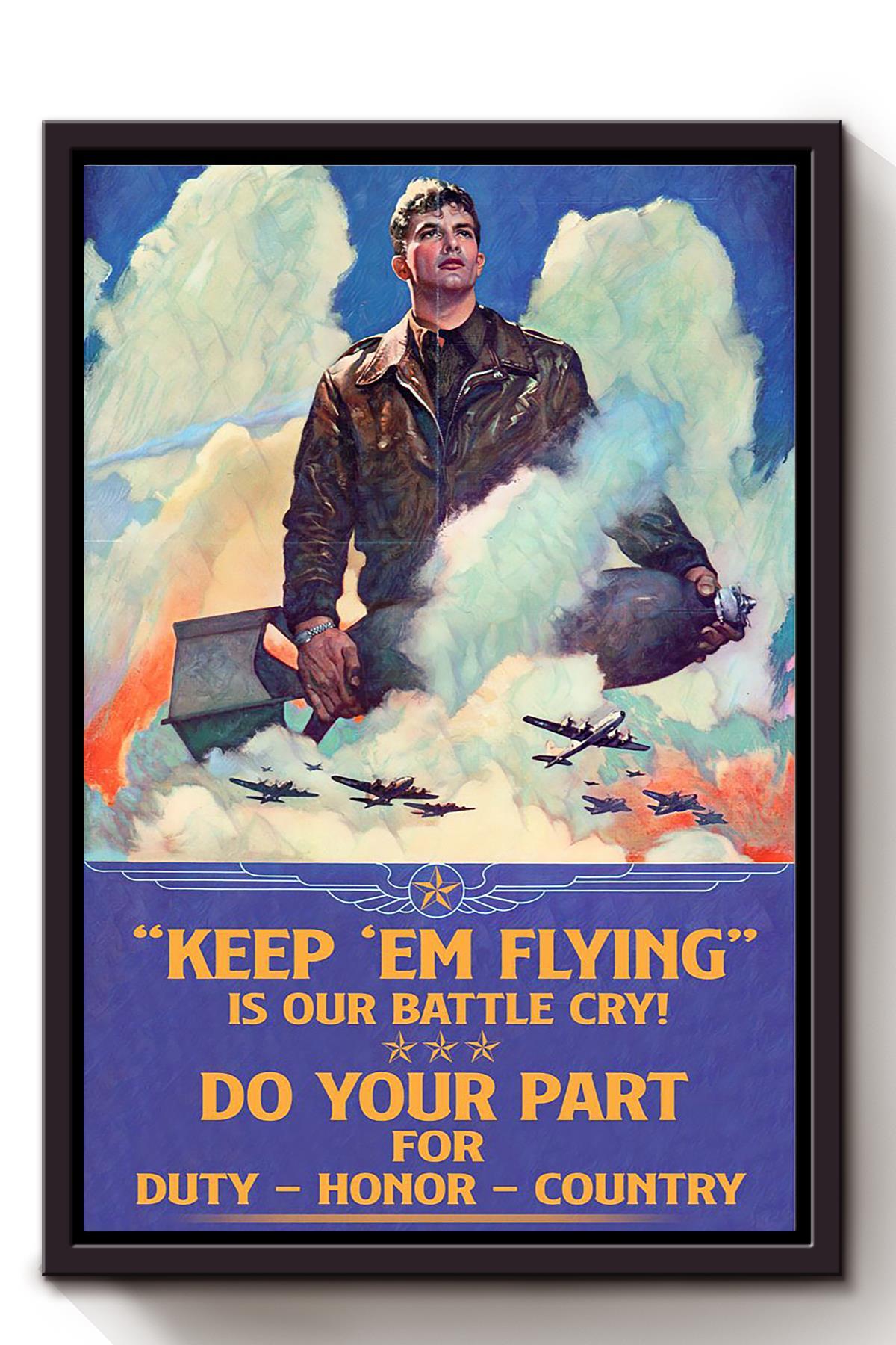 Air Force Do Your Part For Duty Honor Country Airplane Pilot Wall Art Home Decor Gift Framed Canvas