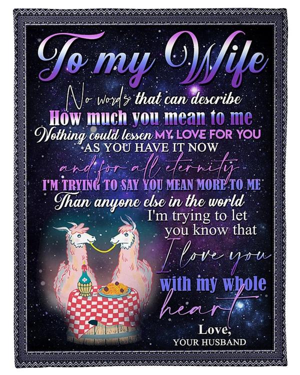 To My Wife Love You With My Whole Heart Fleece Blanket Gift For Family,Birthday,Wife,Couple,Gift Home Decor Bedding Couch Sofa Soft And Comfy Cozy