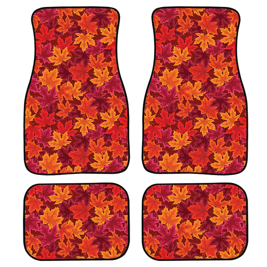 Autumn Maple Leaves Pattern Print Front And Back Car Floor Mats, Front Car Mat