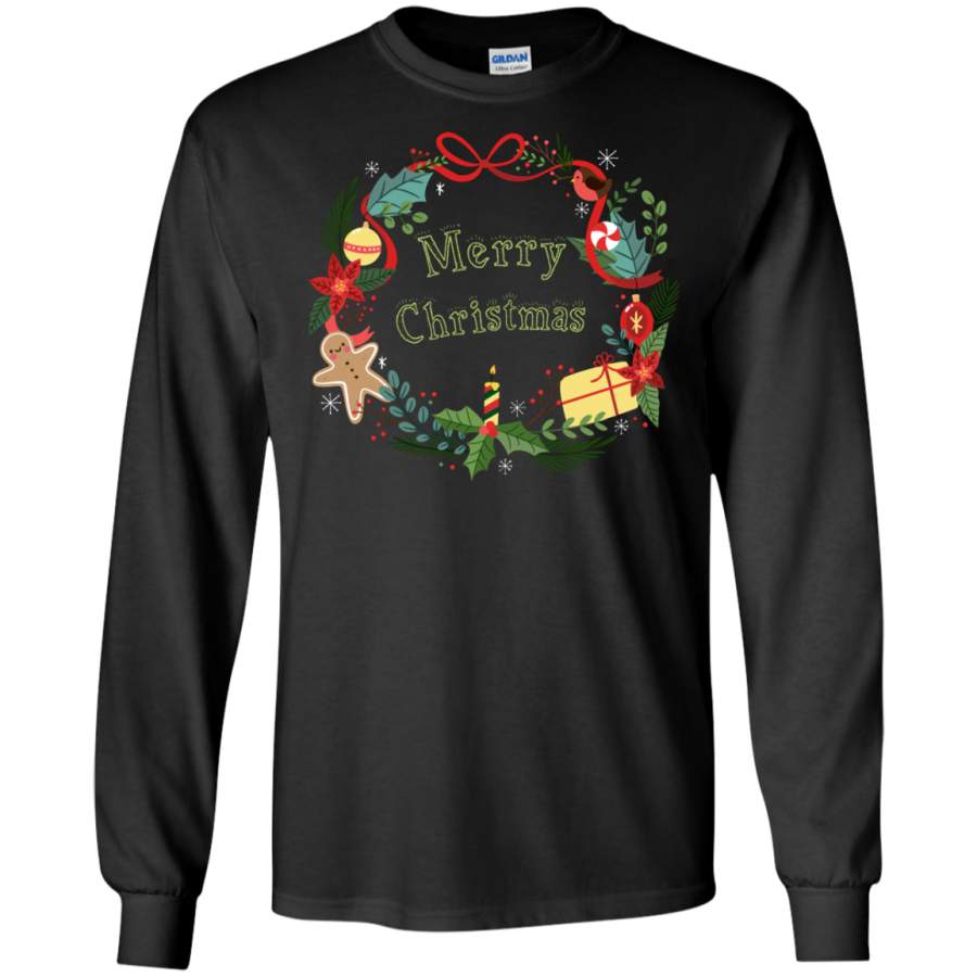 Christmas wreath with pretty elements LS Shirt/Hoodie/Sweatshirt