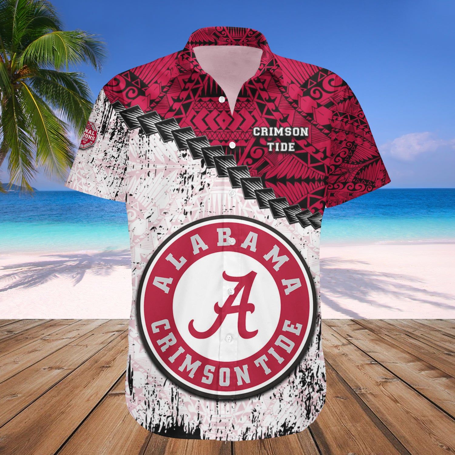 Alabama Crimson Tide Hawaii Shirt Grunge Polynesian Tattoo – NCCA