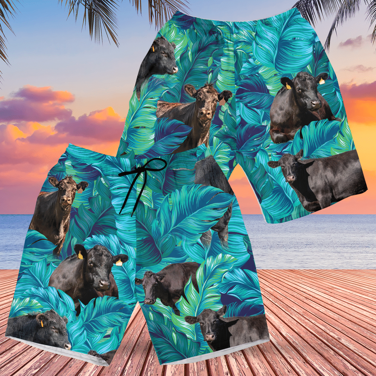 Black Angus Cattle Lovers Hawaiian Shorts – Hawaiian Shirt For Men, Hawaiian Shirt For Women, Aloha Shirt