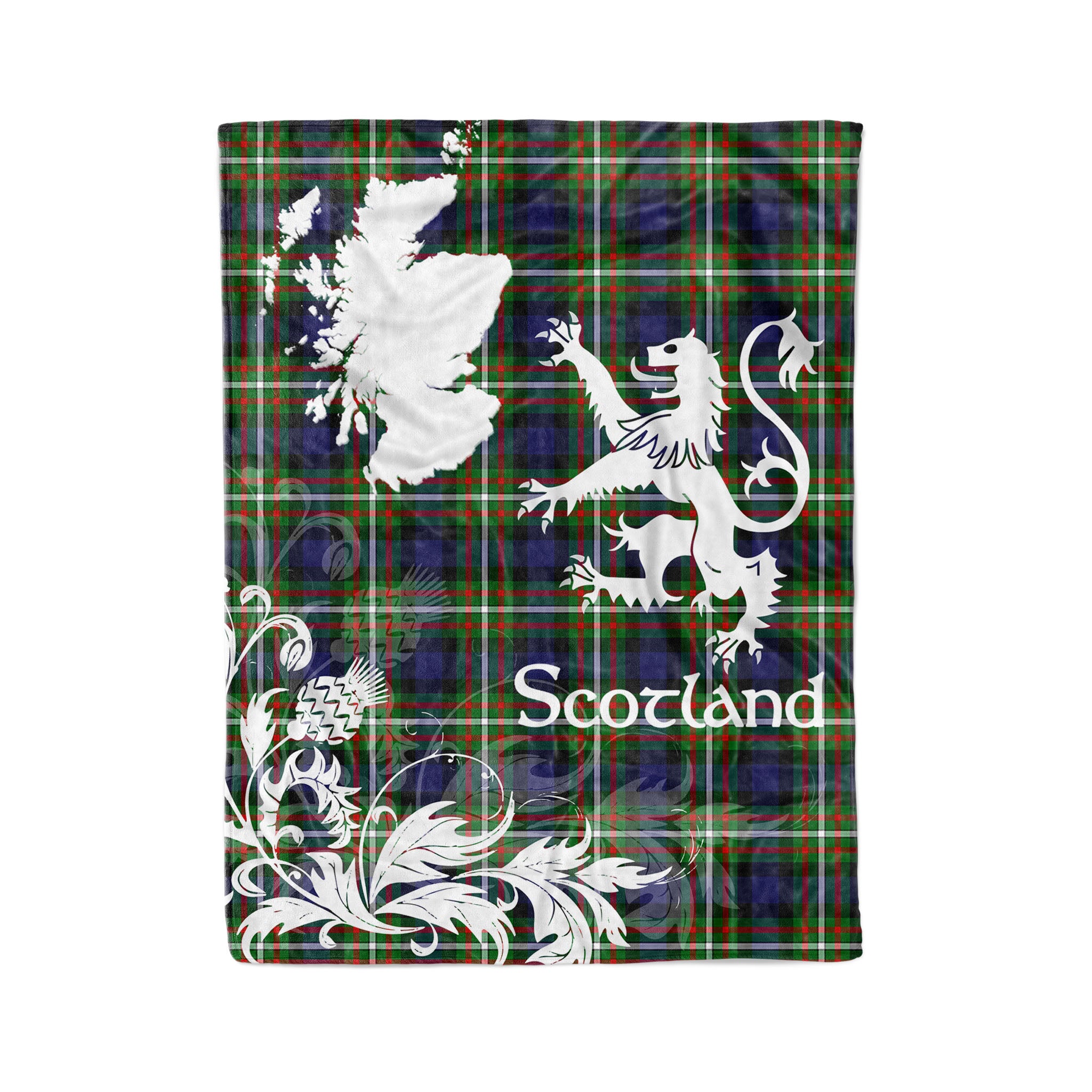 Tartan Plaid Fleece Blanket Tartan Blanket Thistle And Lion Scottish Clan Ferguson Modern Plaid Blanket