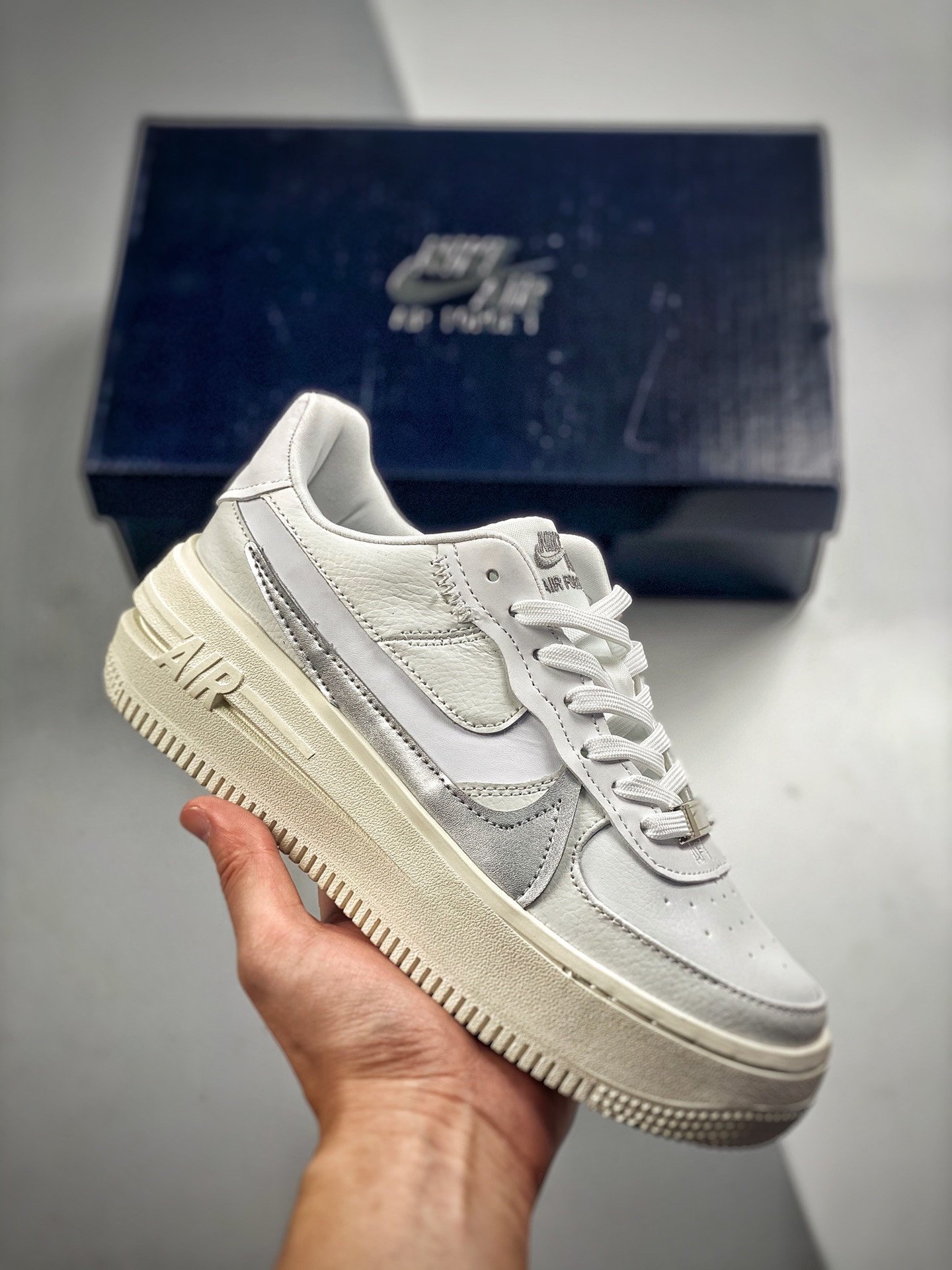 Nike Air Force 1 PLT.AF.ORM WhiteWolf GreyMetallic Silver 5340083