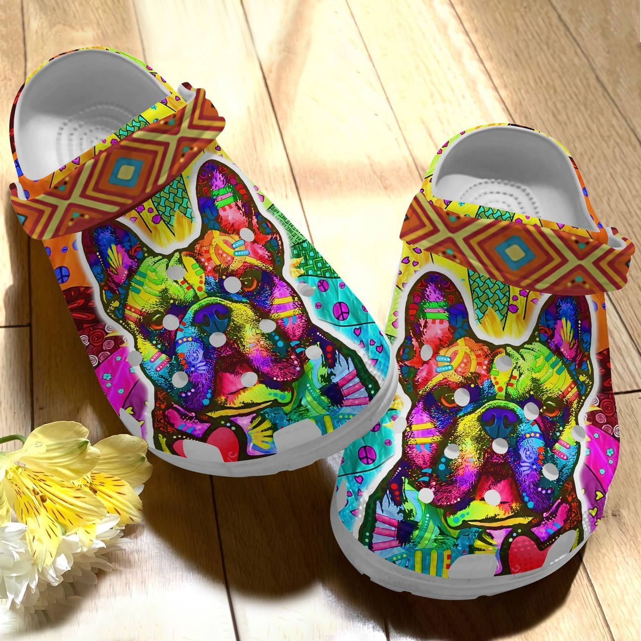 French Bulldog Personalized Clog, Custom Name, Text Colorful Frenchie, Fashion Style For Women, Men, Kid, Print 3D