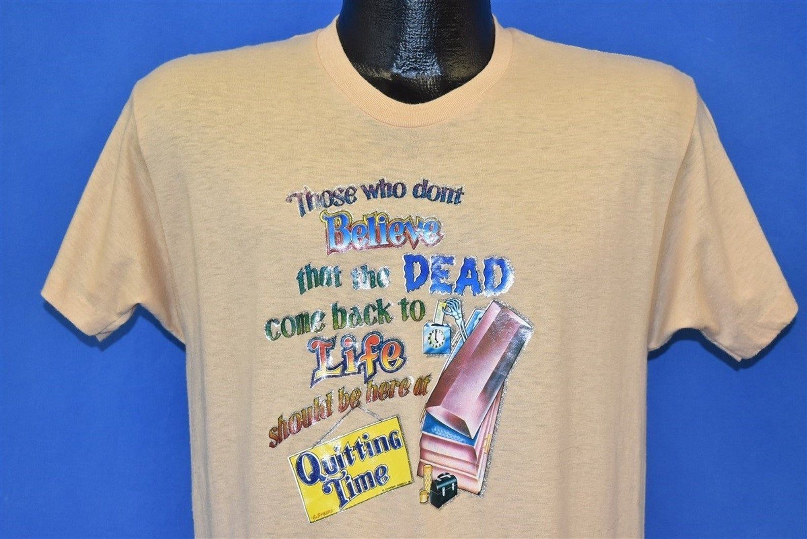80S Back To Life Quitting Time Glitter Iron On T-Shirt
