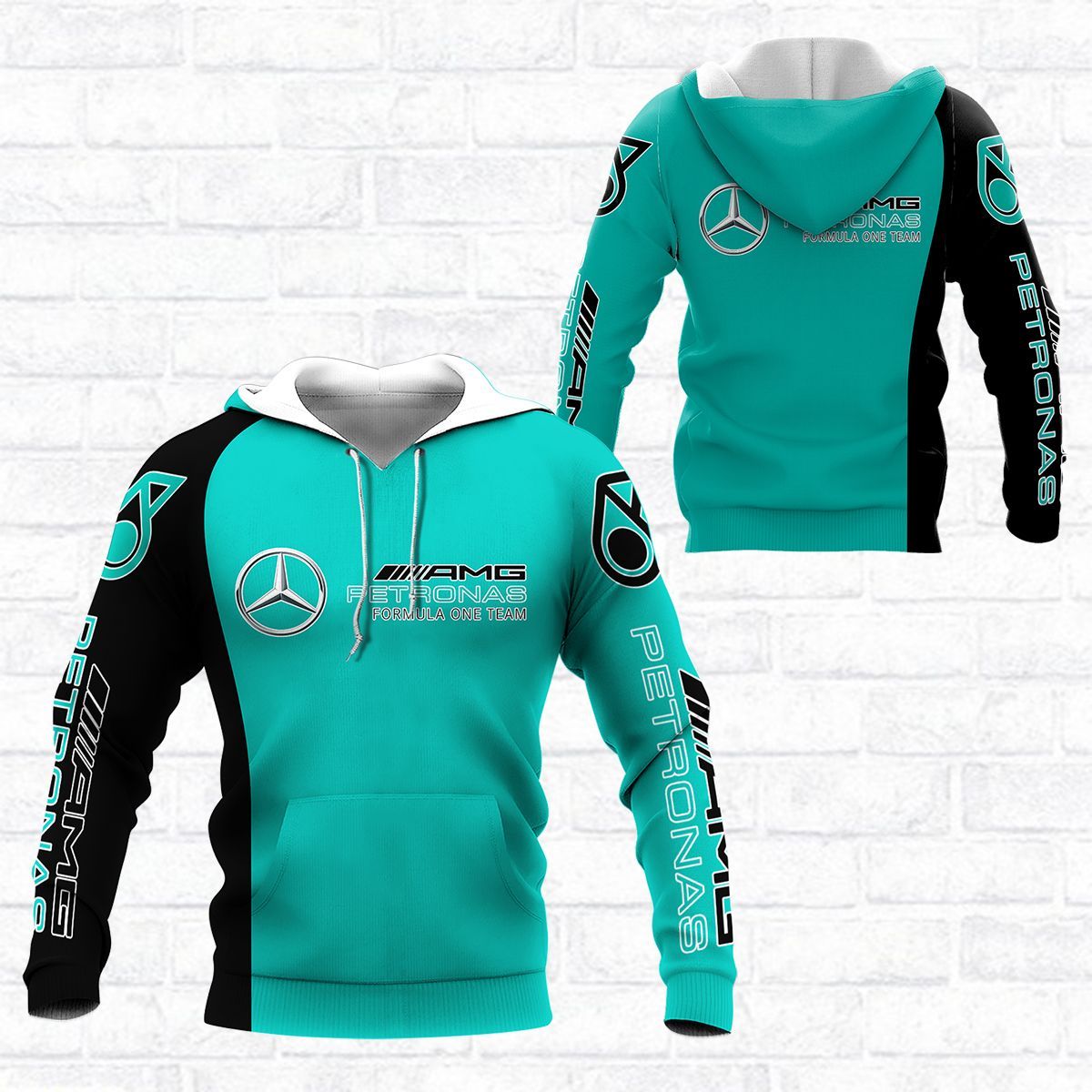 3D All Over Printed Mercedes-AMG Petronas F1  Shirts Ver 1 (Turquoise)