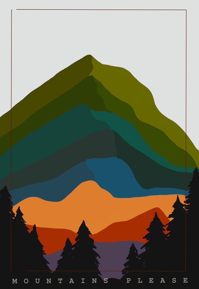 Poster Canvas Mountains Please, Modern Explorer, Gift For Hikers, Hiking Poster Wall Decor, Poster Gift Decor Home Decor Wall Art Visual Art