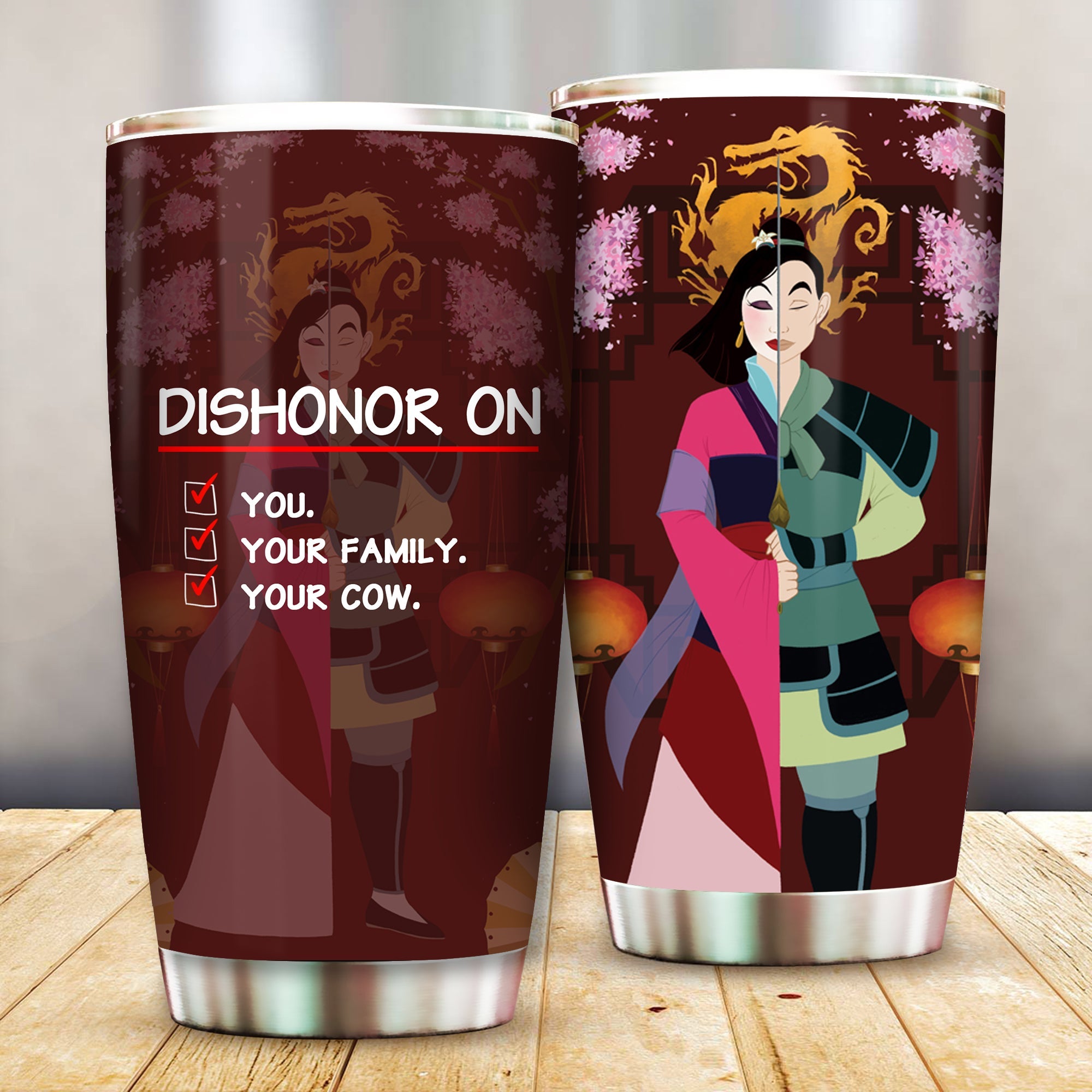 Unifinz Dn Tumbler Dishonor On Your Cow Mulan Tumbler Cup Dn Mulan Travel Mug 2022