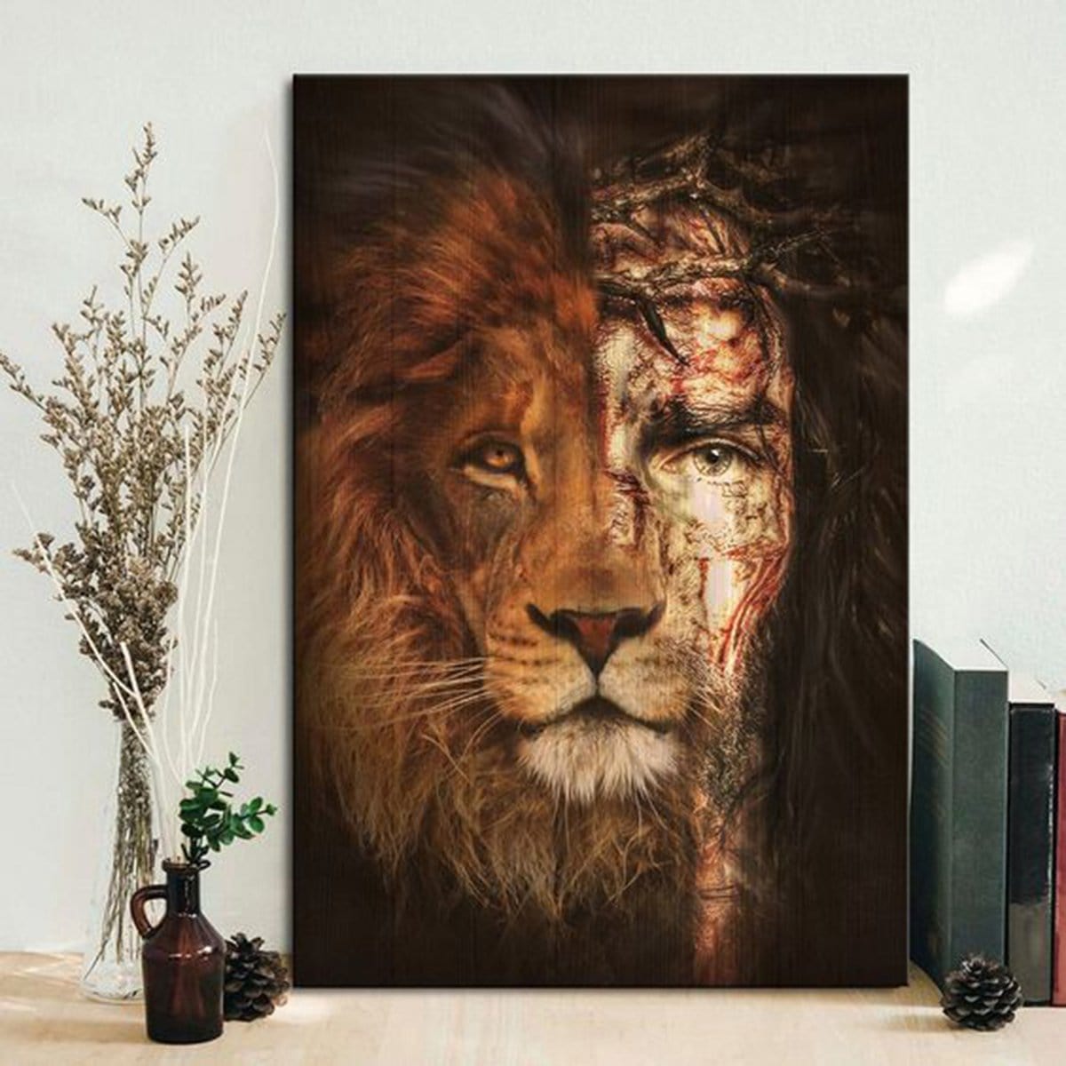 Jesus And Lion Wall Art Prints Picture Of Jesus And Lion Premium Canvas 