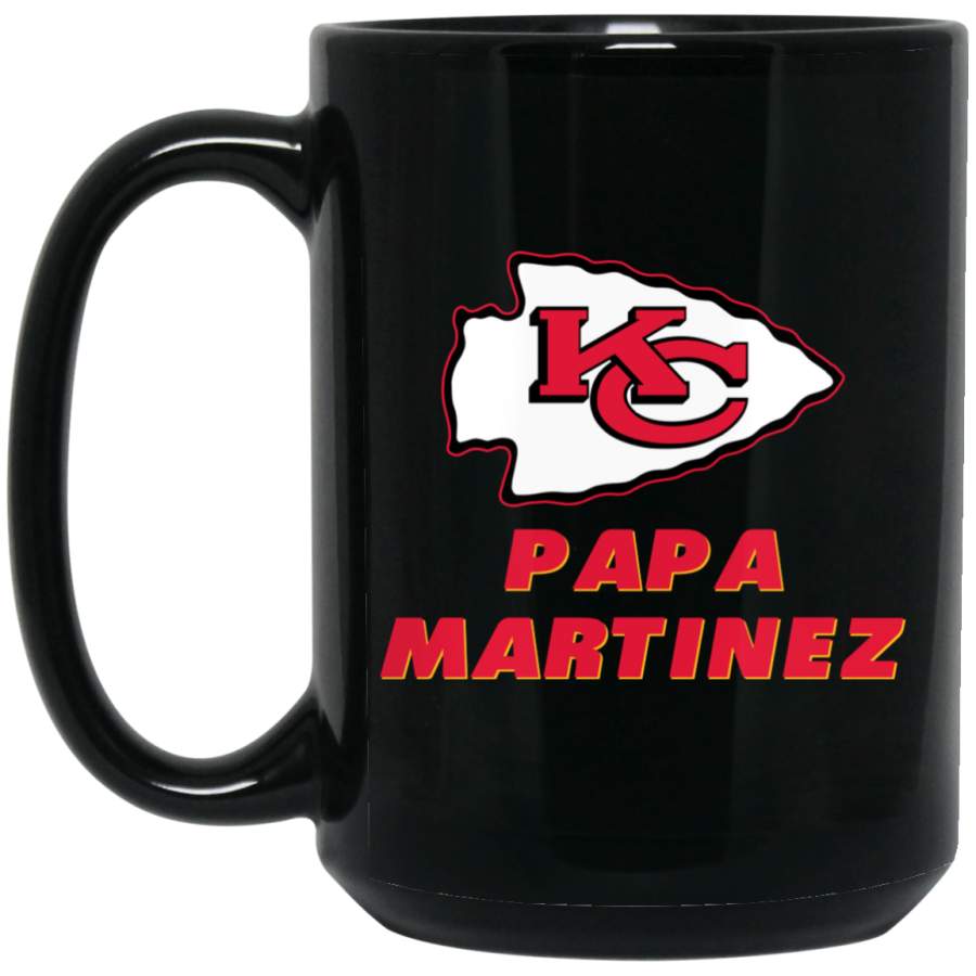 Custom Personalized Kansas City Chiefs Logo Black-Red Papa Martinez BM15OZ 15 oz. Black Mug