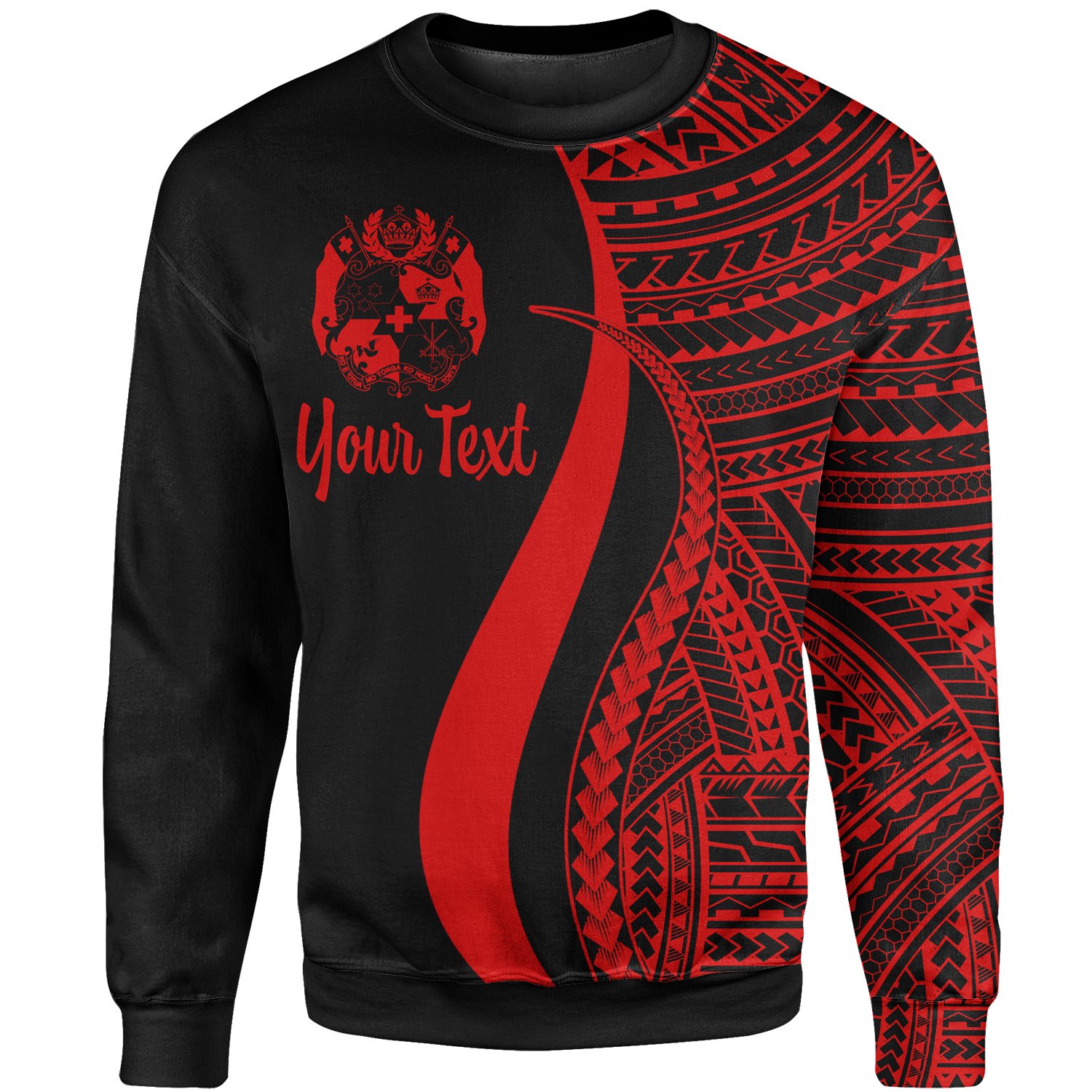 Tonga Custom Personalised Sweatshirt – Red Polynesian Tentacle Tribal Pattern – BN11