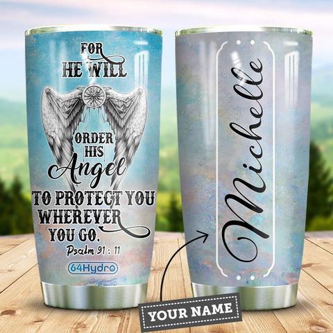 Angel Bible Personalized Stainless Steel Tumbler, Personalized Tumblers, Tumbler Cups, Custom Tumblers By Blueshirtfarm Fashion