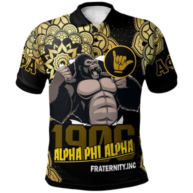 Alpha Phi Alpha Polo Shirt – Fraternity Hand Sign With Kong 1906 And Mandala Pattern Polo Shirt