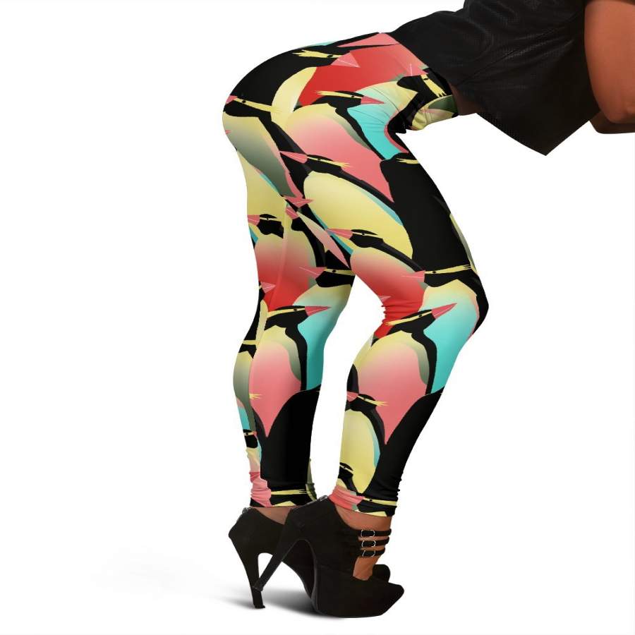 Colorful Penguin Pattern Print Women Leggings