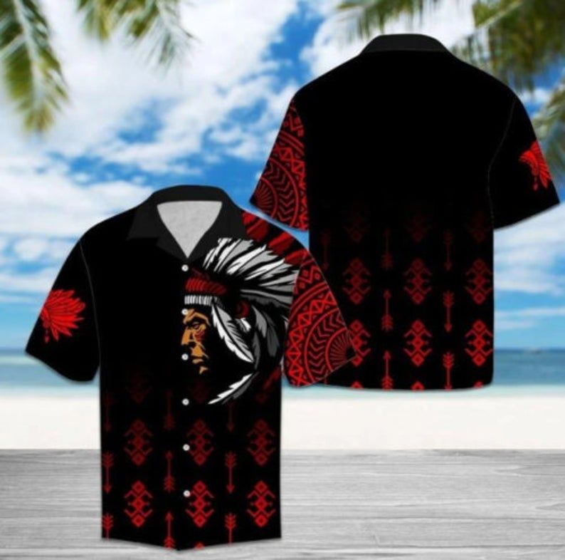 Native American Black Red Best Design Hawaii Shirt Ha101542