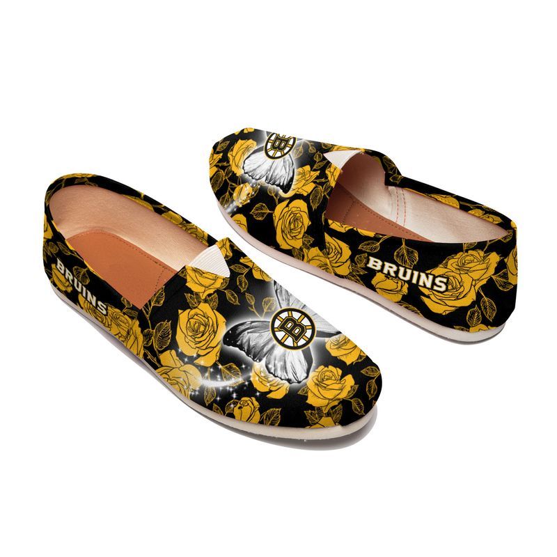 Stocktee Boston Bruins Rose And Butterfly Limited Edition Toms Slip On Shoes Nla014464