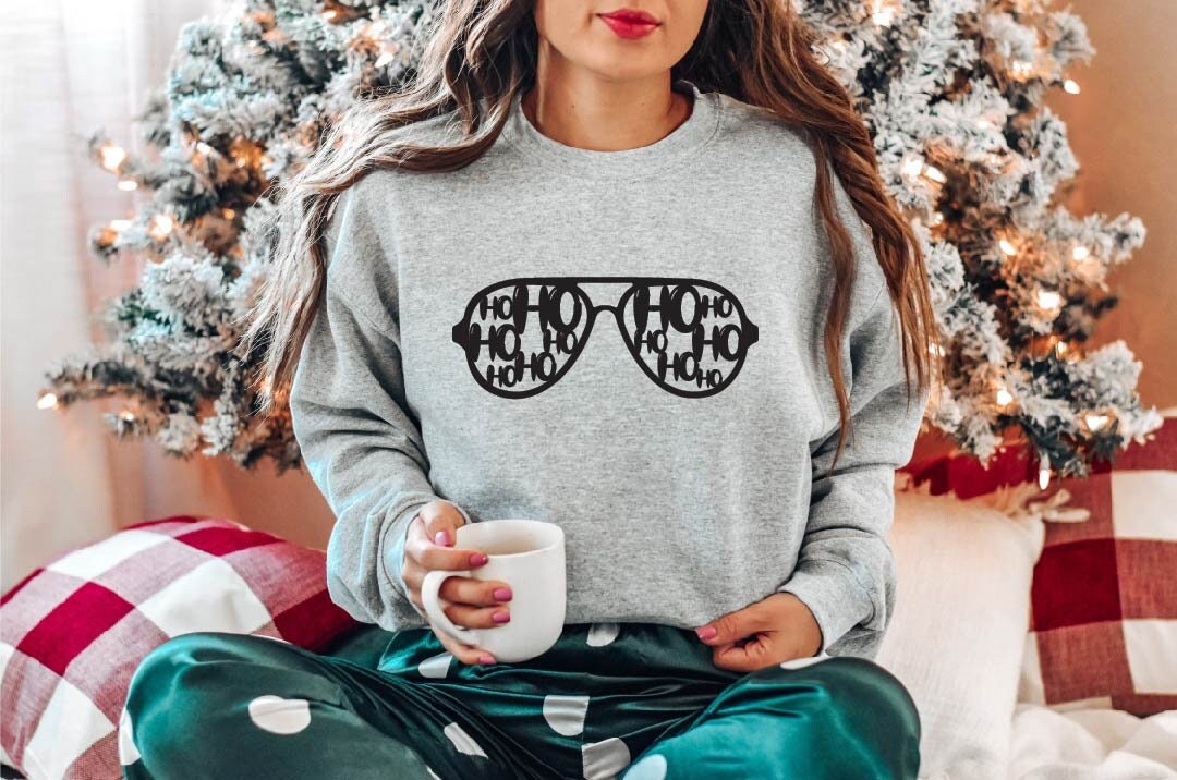 Ho Ho Ho Sunglasses Sweat, Santa Sweat, Cool Sweater, Funny Christmas Sweat, Gift for Him, Humor Shirt, Ho Ho Ho Sweat, Christmas Gift Sweat