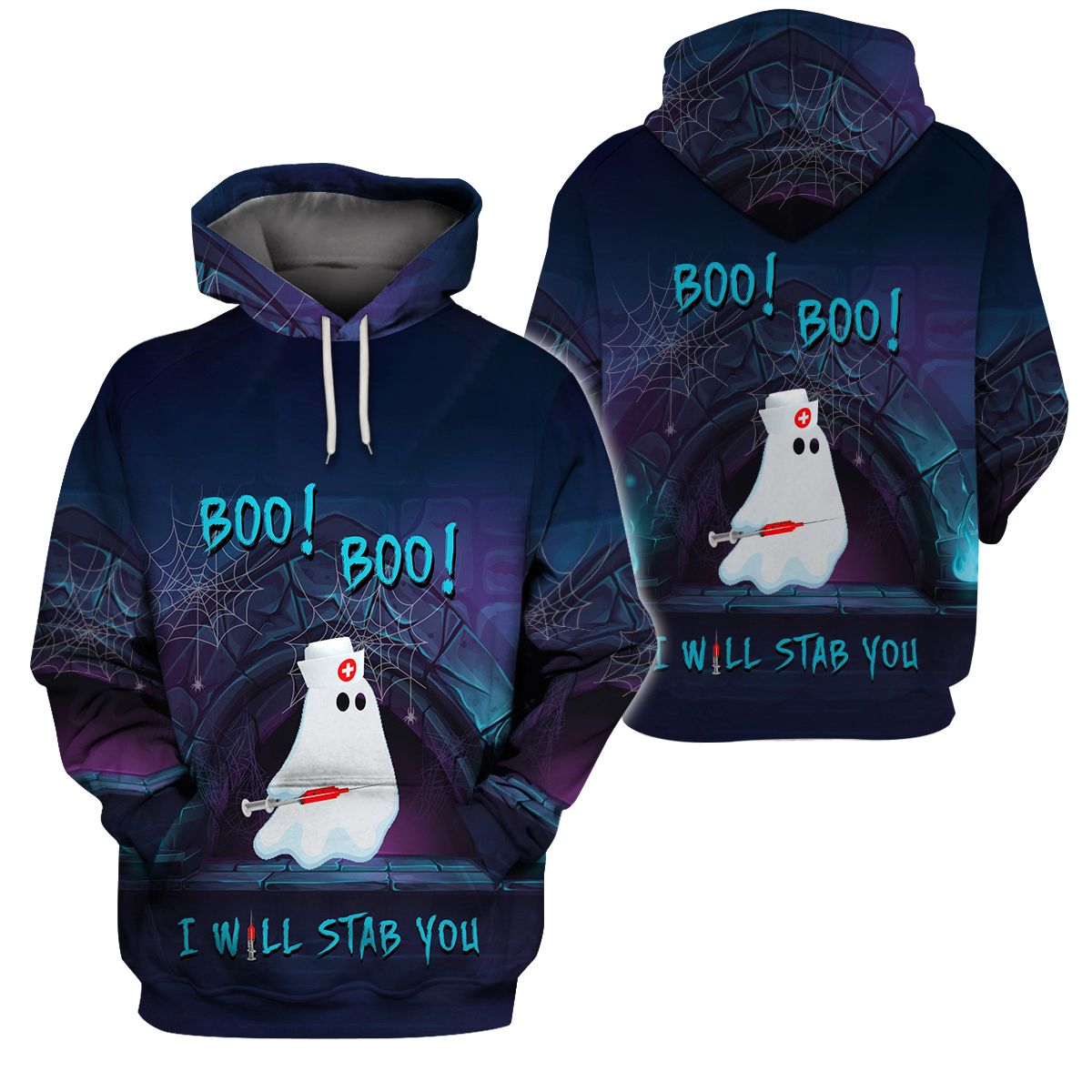 3D All-Over Printed Apparels “Halloween Nurse Ghost – I Will Stab You” (Av-Nh104)