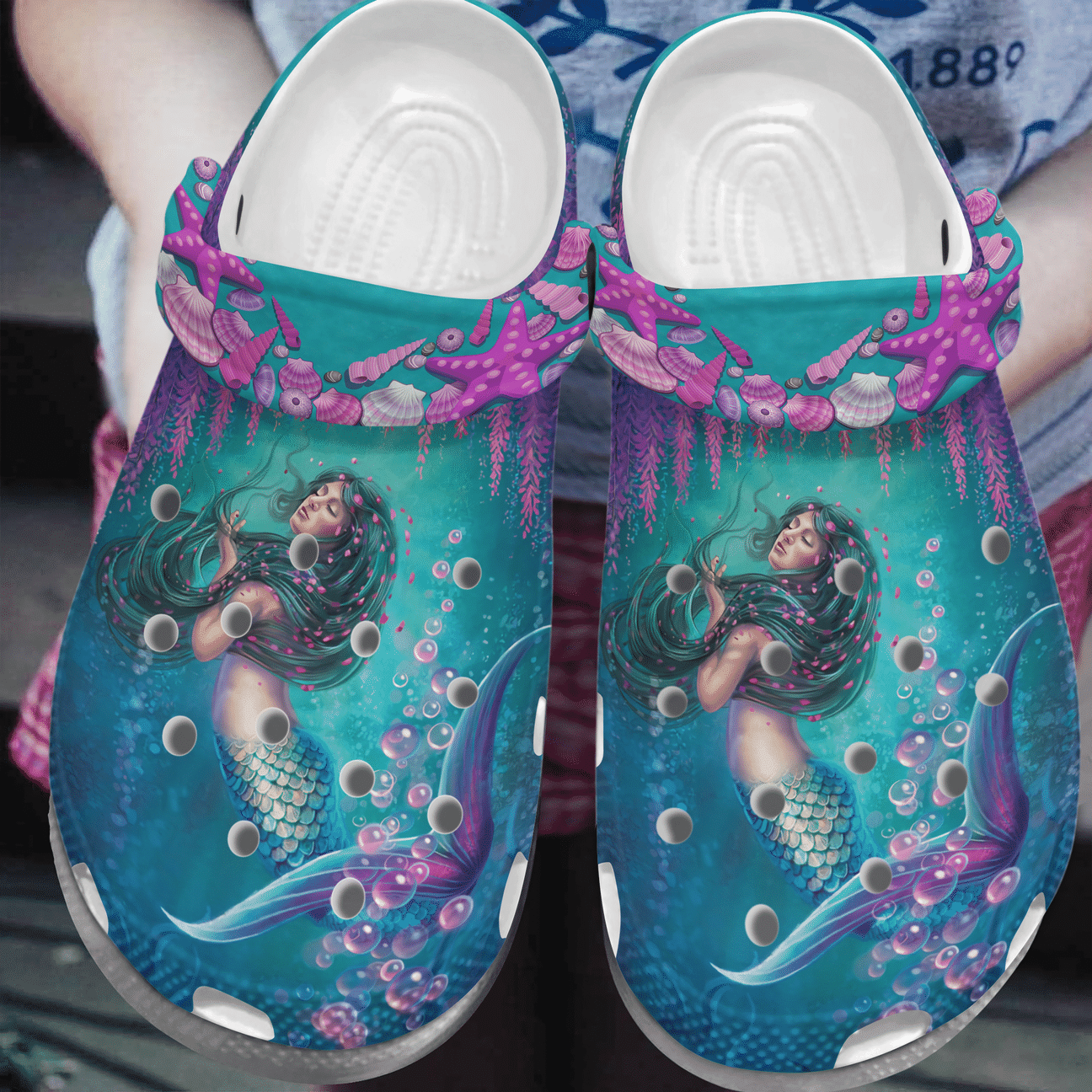 Beautiful Mermaid Personalized Clog, Custom Name, Text, Color, Number Fashion Style For Women, Men, Kid, Print 3D