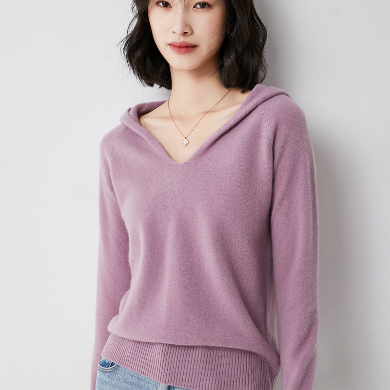 2022 New Cashmere Sweater Women Spring Autumn Hooded Pullovers Loose Casual Woman Sweaters Solid Knitwear Jumper Winter Clothes alx