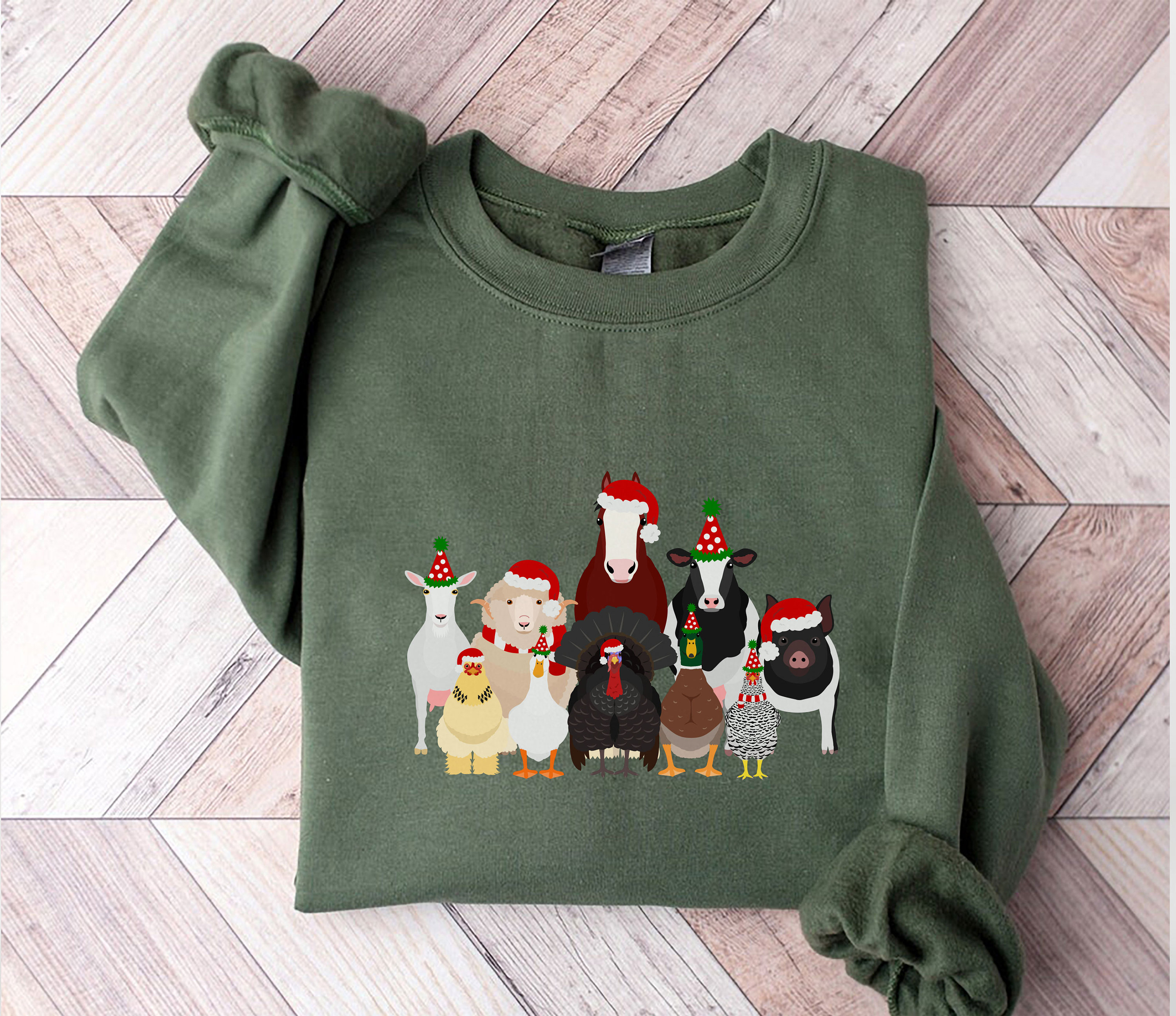 Christmas farm Sweatshirt, Animals Christmas Sweatshirt, Funny Christmas Sweatshirt, Farm Animal Christmas Sweatshirt, iPrintasty Christmas