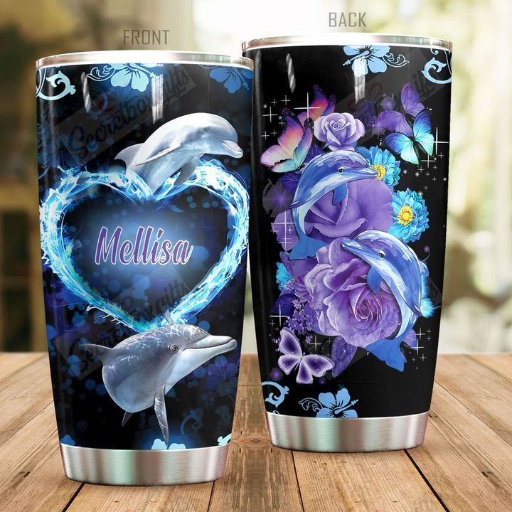 Lovely Dolphin Personalized Ptc061123 Stainless Steel Tumbler Travel Customize Name, Text, Number, Image