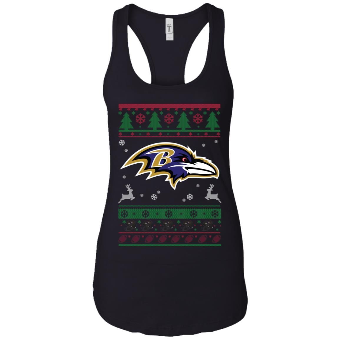 Baltimore Ravens Logo Football Teams Ugly Christmas Sweater Women Tank