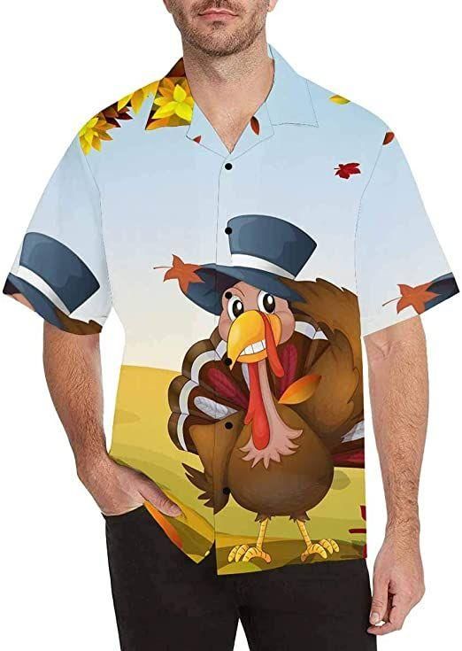 Autumn Thanksgiving Turkey Aloha Hawaiian Shirt Colorful Short Sleeve Summer Beach Casual Shirt For Men And Women