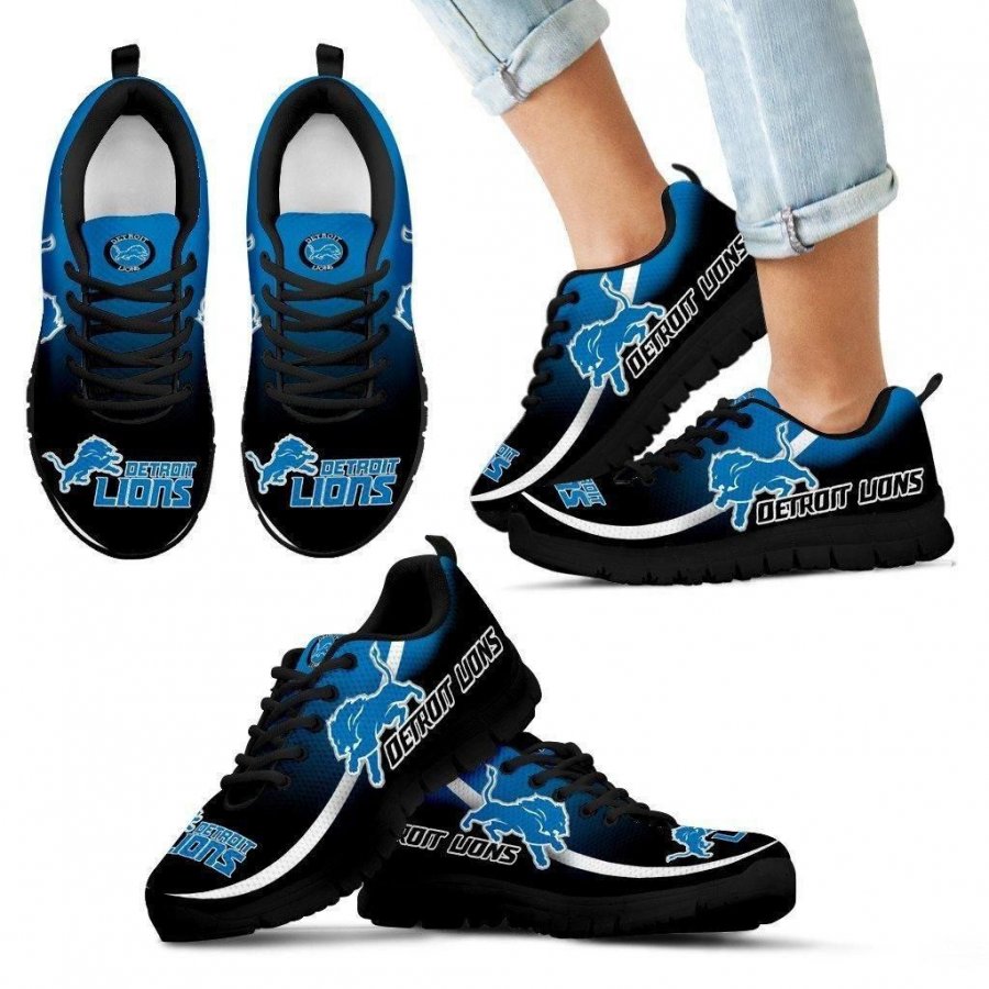 Mystery Straight Line Up Detroit Lions Sneakers #335