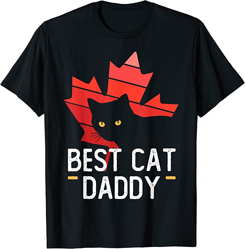 Best Cat Dad Canadian Maple Men vintage Tee Happy Canada Day T-Shirt