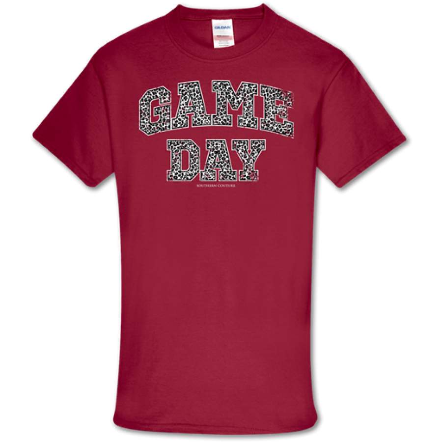 Southern Couture Soft Collection Leopard Game Day Cardinal T-Shirt