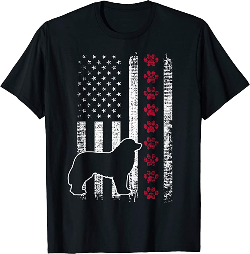 Vintage Retro American Flag Leonberger T-Shirt