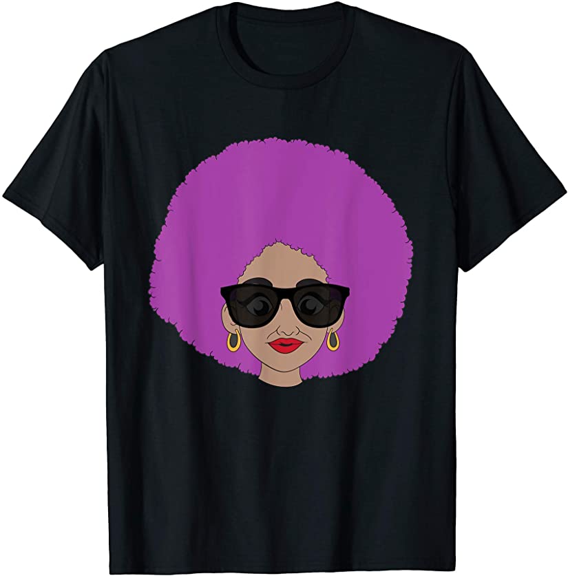 Strong Black Woman Afro Rocker Chick Hair Melanin T-Shirt