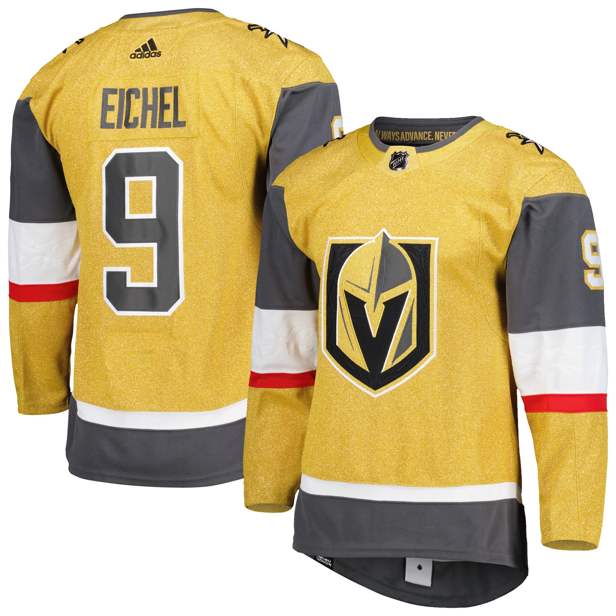 Men's Vegas Golden Knights Jack Eichel adidas Gold Alternate Primegreen Authentic Pro Player Jersey