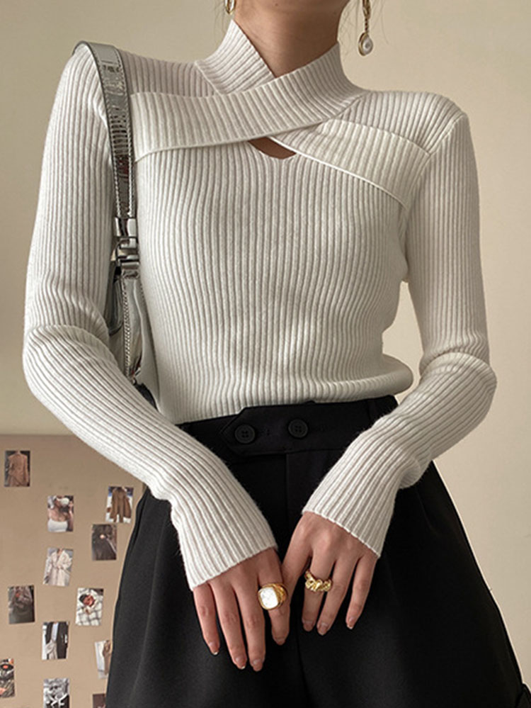 Black Basic Sweater Women Knitted Pullovers 2022 Autumn Winter Long Sleeve Pull Femme Slim Tops Female Korean Fashion Clothing alx