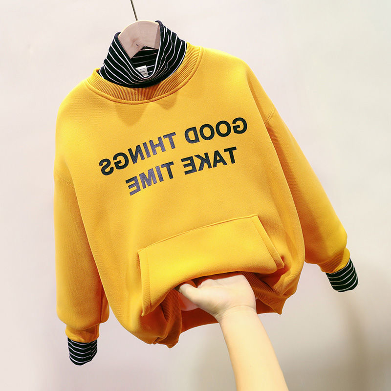 Boys’ Girls’ Hoodies Sweatshirts Baby’s Kids Outwear 2021 Plus Velvet Thicken Winter Autumn Top Cotton Children’s Clothing alx